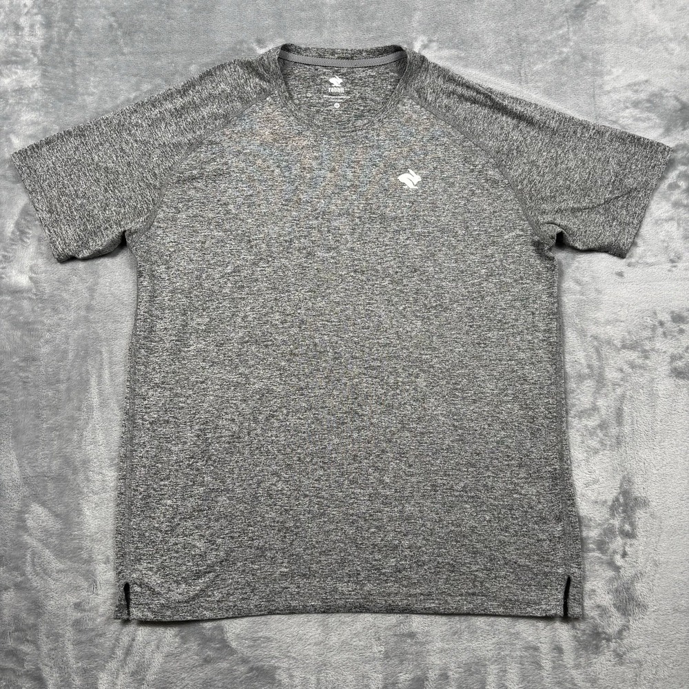Rabbit EZ Tee Running Shirt Mens Large Charcoal Grey Heather Raglan Sleeve